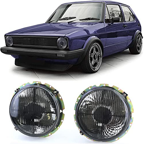 Scheinwerfer Schwarz Smoke mit Fadenkreuz passend für VW Golf 1 + Cabrio 74-83