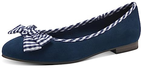 MARCO TOZZI Damen Ballerinas Flach mit Schleife, Blau (Navy Comb), 40