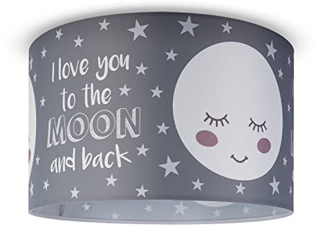 Paco Home Deckenlampe Kinderzimmer Pendelleuchte Lampenschirm Stoff Wolken Himmel Sterne Kinderlampe E27 1,5m Textilkabel, Farbe:Design 1 (Ø45,5 cm), Leuchtenart/Farbe:Deckenleuchte - Weiß