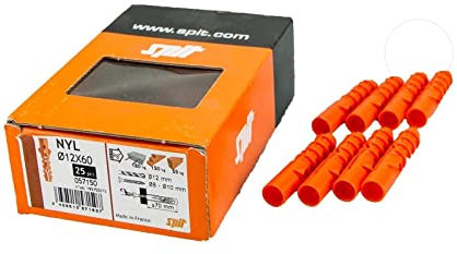 mind the gap SPIT NYL 057150 Universal-Stecker, 12 x 60 mm, Nylon, Orange