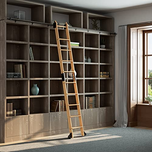 KINMADE 10ft Rolling Library Ladder Kit with Hardware