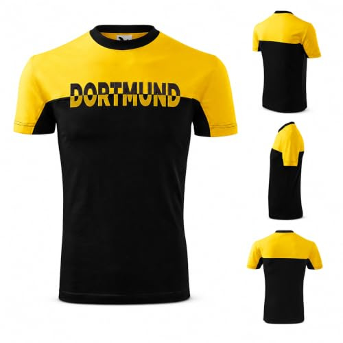 Fußball T-Shirt : Dortmund – Druck in Stickoptik - Shirt Fußball Fanartikel Fanshop Dortmund-Fan