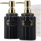 SOOKDEO Distributeurs de Savon, Bouteilles en céramique 400ml, Pompes dorées & étiquettes étanches - Idéal pour Salle de Bain, Cuisine, Salon, Lot de 2 (Noir)