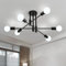 AOLALA Black Sputnik Ceiling Lights Chandelier 6 Lights Light Fittings Ceilings, Industrial Sputnik Flush Fitting Ceiling Lights, Modern Ceiling Lamp for Living Room Kitchen Bedroom Dining Room