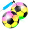 2 Pieces Inflatable Soccer Ball, 9 Inch Rainbow Playground Balls for Kids & Adults Inflatable Vinyl Balls with Added Hand Air Pump Neon Soccer Ball Rainbow Football for Playground Indoor and Outdoor