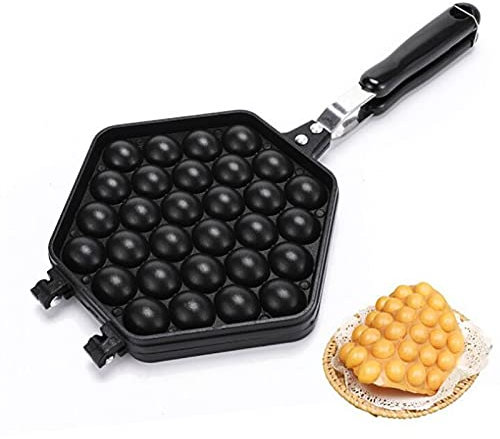 Bubble Waffle Maker, 30 Hole Non-Stick Aluminium Alloy Egg Puff Make Waffle Cake Mold Pot Hong Kong Egg Waffler Iron Griddle for Breakfast Lunch Household Cafe Restaurant Cake Shop