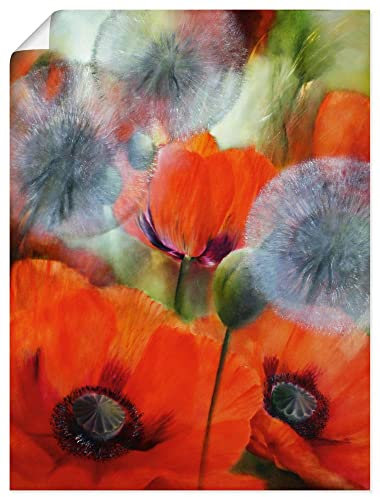 ARTLAND Wanddeko Poster & Kunstdrucke Wandposter 60x80 cm Hochformat Natur Pflanzen Blumen Mohnblume Mohn Pusteblume Löwenzahn Sommer U4QP