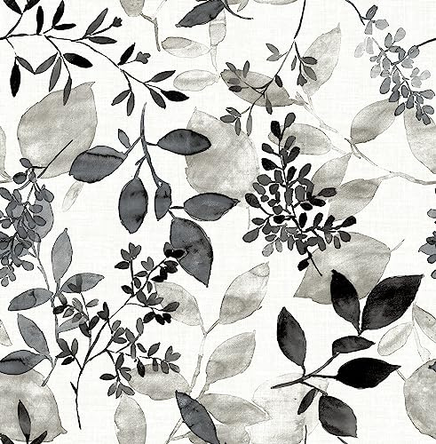 NuWallpaper Black Breezy Peel and Stick Wallpaper, Removable Wallpaper, 20.5 in x 18 ft