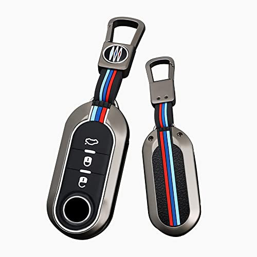 HIBEYO Klappschlüssel Autoschlüssel Hülle passt für FIAT Abdeckung Schutzhülle schlüsselhülle für FIAT Modellen Grande Punto Evo Panda Bravo Stilo 500 L für Lancia Y Delta Musa Schlüsselbox-A Schwarz