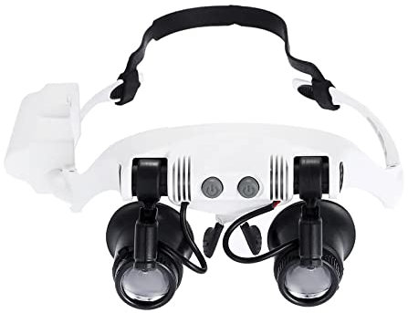 Reparatur Lupe mit Licht Kopfband Lupenbrille Kopflupe Brillen Lupe Lampe Hände Frei für Brillenträger Hobby Reparatur Juweliere Nähen Wimpernverlängerung