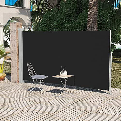 Seitenmarkise für Terrassen und Terrassen, 160 x 300 cm, Schwarz, Standfuß, Material: Stahl