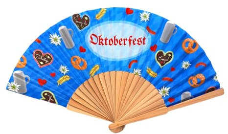 BF Souvenirs original Münchner Oktoberfest Handfächer Fächer - lizenzierter Artikel der Stadt München - Biergarten Oktoberfest Frühlingsfest Volksfest Tracht