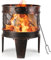 Feuerschale 58 x 42 cm, Feuerkorb, Feuerschale Rund in Antik-Rost-Optik, Kamin mit Griff und Schürhaken, Mehrzweck-Feuerkorb für den Garten Feuerstelle Garten Multifunktional Fire Pit