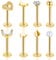Gojewen 8stk Lippenpiercing Labret Stecker 10mm Edestahl 16G Piercing Helix Tragus Cartilage Medusa Lippe Gold Herz Stern
