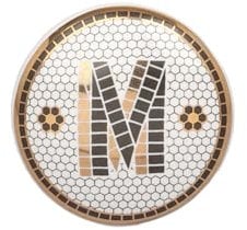G Decor Alphabet Pub Black and Gold Tile Monogram Door Knobs (M)