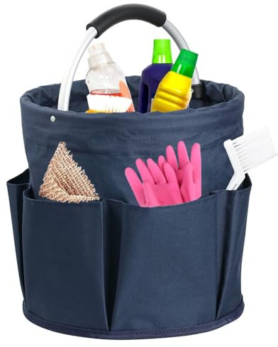GRVICH Cleaning Organiser Caddy, Collapsible Storage Basket For Toiletries, Storage Box for Cleaning Utensils, Multi pocket Craft Caddy Organizer, for Indoor and Outdoor, Organisation 11x11in (Blue)