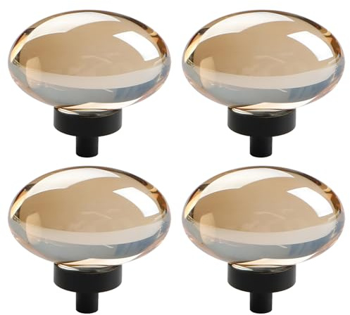 TopHomer Boutons décoratifs ronds en cristal, 4 pièces 45 mm Boutons de cabinet en cristal artificiel, poignées de porte en verre, boutons de meubles ronds pour armoire, verre, porte coulissante