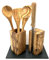 D.O.M. Bonny & Clyde Knife Block and Utensil Cup Made of Olive Wood