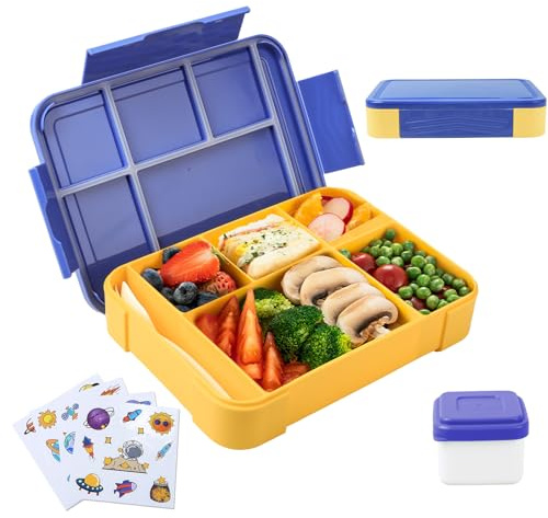 Aitsite Brotdose Kinder Mit Fächern, Lunchbox Kinder, Bento Box Kinder, Brotdose Kindergarten, Personalisierte Kinder Brotdose Mit Fächern, Geeignet für Schule und Picknick (Blau)
