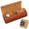 VINBAGGE Uhrenbox Uhrenrolle 3 Uhren Uhrenetui Herren Reisetasche Vintage Uhrengehäuse Zylindrische mit herausnehmbaren Uhrenkissen für Männer Frauen - (R01-Braun)