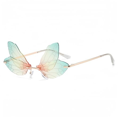 WDZAYXC Dragonfly Sonnenbrille,Butterfly Sonnenbrille, Dragonfly Wings Sonnenbrille für Damen, farbenfroh
