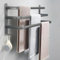 yozhch Porte-serviettes gris avec crochets, porte-serviettes mural à 3 niveaux pour salle de bain, adhésifs sans clous/installation de perçage, aluminium