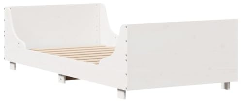 vidaXL Massivholzbett ohne Matratze Weiß 90x200 cm Kiefernholz