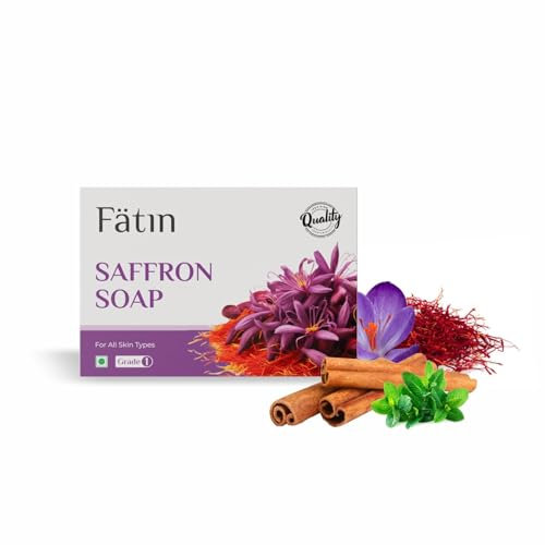 Fätin Safran-Seife (6 Stück) mit Safran, Minze & Zimtöl, erfrischende Haut, 76% TFM, vegan, für alle Hauttypen, 100 g x 6 Seifenriegel