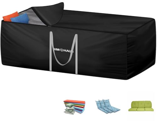 SIMPHAUS Bolsa de Almacenamiento Grande XXL Bolsa Grande Almacenamiento de Tela con Cremallera y Asas,Bolsa para Guardar el Árbol de Navidad,Funda Cojines Sofa Jardin Exterior Impermeable 200x80x60cm