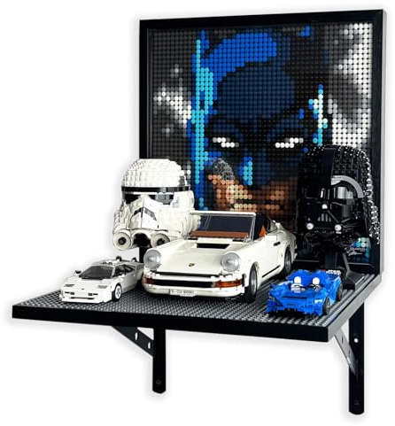 Gemutlich Schwebendes Holzregal für Bausteine – 50 × 50 Bolzengrundplatte, Wandmontiertes Holzregal für Lego-Minifiguren & Ziegelkreationen