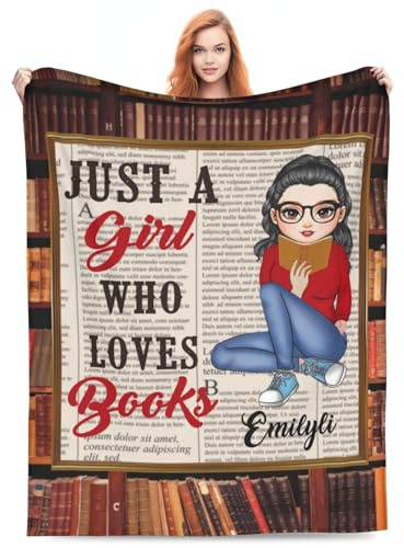 Juste une fille qui aime les livres - Couverture personnalisée pour les amoureux des livres, bibliothèque, cadeaux pour femmes, sœur, meilleure amie, Noël, anniversaire (Style 2)