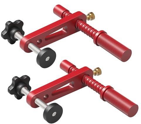 2Pcs Bench Dogs Clamp, 19mm Red Color Adjustable Bench Clamps Table Hold Down Clamp Workbench Dog Hole Down Clamp for Woodworking Accessories