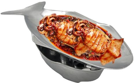 Fish Platter Food Trays - Thai Styles Food Tray, Fish Plate Shape Hot Pot Set | Fish Platter Outdoor Food Tray, Thai Styles Fish Plate Shape Metal Serving Trays for Outdoor Courtyard, Indoor Kitchen