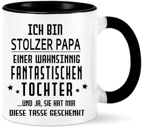 Diztoud Tasse papa, cadeau de fête des pères pour papa de fille, cadeaux pour la fête des pères, cadeau pour père, cadeau d'anniversaire, cadeau de Noël, tasse à café 325 ml, noire
