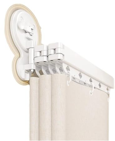 Generico Asta telescopica per Tenda da Doccia,Asta Pieghevole per Tenda da Doccia a Parete,Tenda da Doccia Resistente all'Acqua per Bagno, Installazione con Ventosa,per Camper,Hotel,casa(5-Fold)