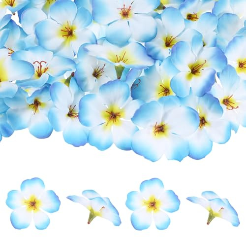 M METERXITY 100-Pack Teste Di Fiori Di Orchidea Artificiale, Teste Di Fiori Di Seta Finta Per Decorazioni Fai Da Te/Vestiti/Matrimoni/Feste [Azzurro, 2.2/5.5cm]