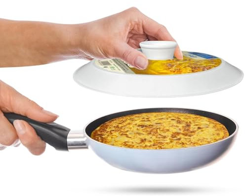 CHEFZOCO Tapa Volteadora de Tortillas, Tapadera sarten Tortillas, Tapa volteatortillas, tapa tortillas con Mango ergonómico, Plástico, Apta para sartenes o platos 25.5 cm