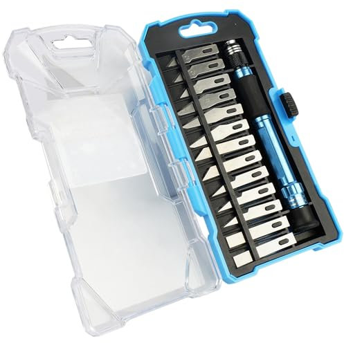 14-Piece Precision Carving Hobby Knife Set – Interchangeable Blades, Ergonomic Handles, and Storage Case for Detailed Crafting and Model Work