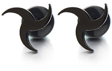 2 Stück Schwarz Säge Klingen Ohrstecker, Herren Edelstahl Gestüt Ohrringe, Ohrschmuck