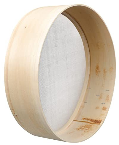 Ipetboom Setaccio per Farina a Maglie Strette in Legno Robusto da 27 Cm, Strumento Portatile per Cucina e Forno, Filtro Rotondo per Farine Raffinate e Uso Domestico