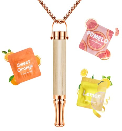 CARITATE Rauchfrei Halskette Rauchentwöhnung, Einstellbarem Widerstand Raucherentwöhnung mit Fruchtmischung Pack Geschmack Filter, Anti Rauch Hilfsmittel Ersatz für Zigar,Gold Rose