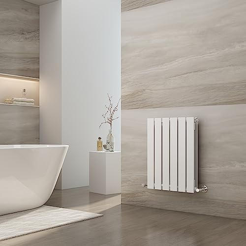 EMKE White Radiator 600 x 456 mm Horizontal Designer Radiator Double Flat Panel Central Heating