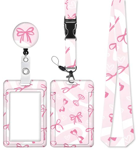 YAOYYG Porte Badge Id, Porte-Badge Coulissant pour Infirmières (Nœud Rose)