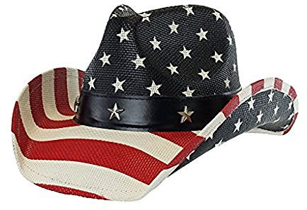 Cowboyhut mit amerikanischer Flagge im Vintage-Stil, mit westlicher Krempe, Premium-Sterne und Streifen, Einheitsgröße, Premium Stars & Stripes, Einheitsgröße