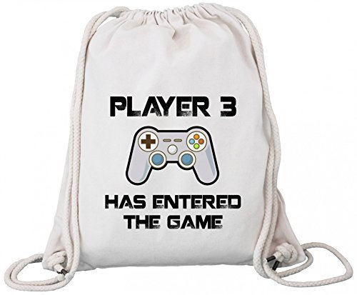 ShirtStreet Geek Nerd Gamer Controller Premium Bio Baumwoll Turnbeutel Rucksack Stanley Stella Player 3 has entered the Game, Größe: onesize,Natural