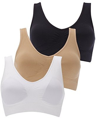 Boolavard Soutien-Gorge de Sport Femme Confort Soutien Gorge Ahh Bra Blanc, Noir, Beige, Rose, etc. (M, Noir, Blanc et Beige)