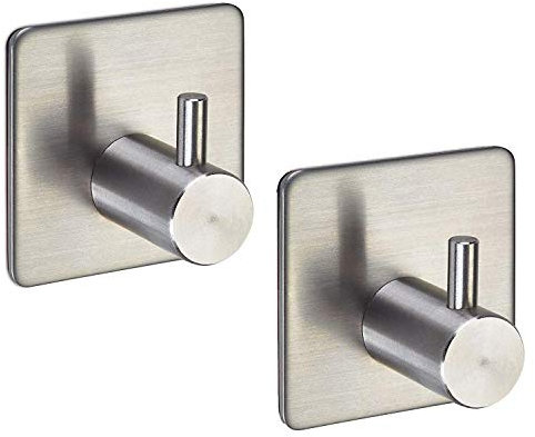 2 x SO-TECH® Gancho PANDORA Autoadhesivo 3M Acero Fino Inoxidable para la Cocina y el Baño/Gancho de Pared/Gancho para Ropa/Gancho Adhesivo
