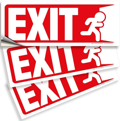 EXIT Signs Aufkleber – 3 Stück 25,4 x 10,2 cm – Premium selbstklebendes Vinyl, laminiert für ultimative UV-, Wetter-, Kratz-, Wasser- und Lichtbeständigkeit, Innen- und Außenbereich