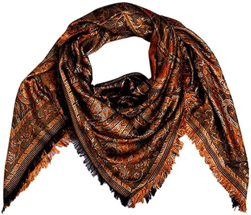 Lorenzo Cana XL Luxus Seiden - Stola Tuch Schaltuch jacquard gewebt 100% Seide Paisley Muster Pashmina Seidenschal Seidentuch Braun 7857577