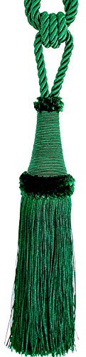 Mosel Avenue Art & Gobelin Studio (DE) Raffhalter 65 cm mit Kordel Quaste 22 cm Grün Schmuckquaste Gardinen Vorhang Gardinenhalter Quaste Halter für Gardinen Barock Design